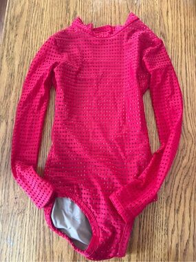 Girls' Red Long Sleeve Dance Leotard